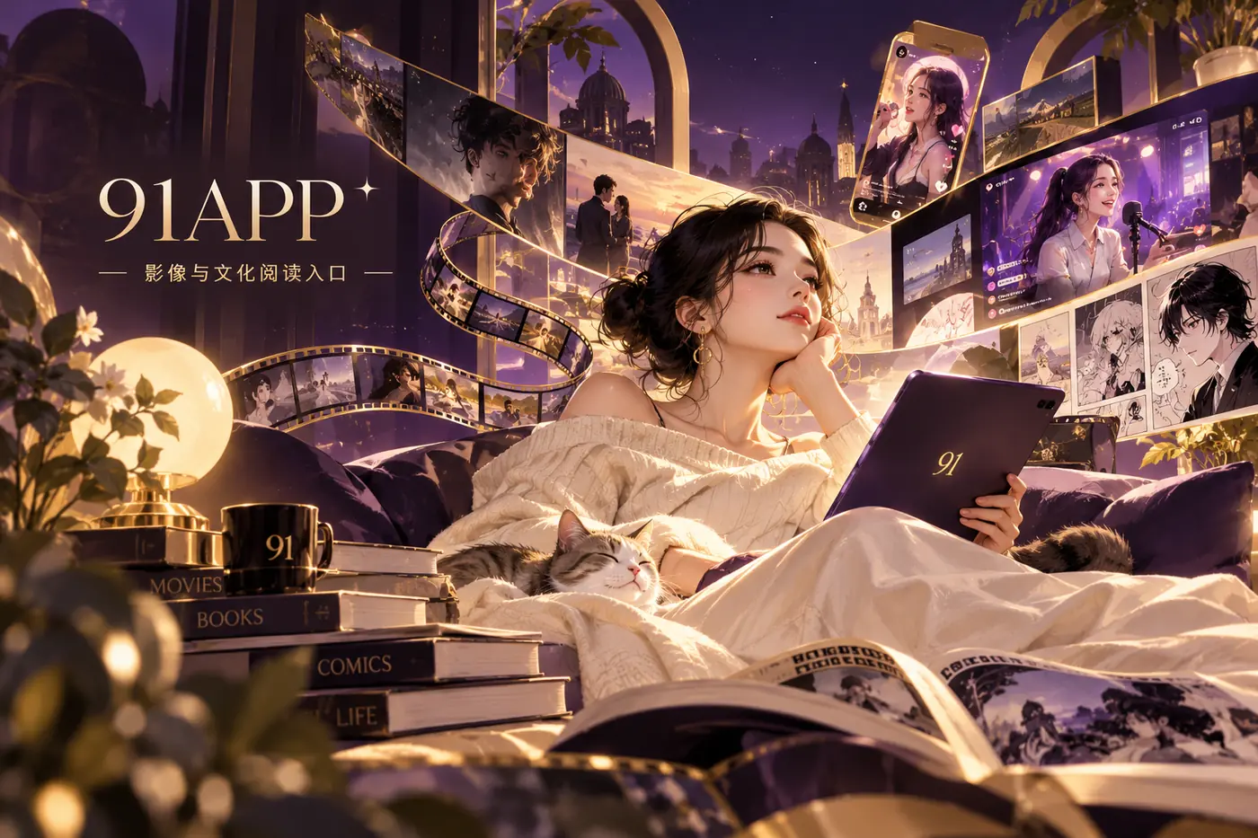 紫色系影像文化主题横幅